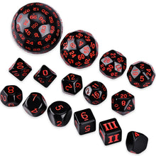 Load image into Gallery viewer, 15Pcs Polyhedral Dice Table Game Dice for DND RPG Dungeons and Dragons D3 D4 D5 D6 D7 D8 D10 D% D12 D16 D20 D24 D30 D60 D100