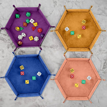 Load image into Gallery viewer, Dice Tray Hexagon  Rolling Holder Folding PU Leather  Trays For Dice Games Like RPG, DND And Other Table Games