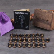 Load image into Gallery viewer, Divination Wood Runes With Storage Bag Meditation Divination Engraved Decorative Runes Western Divination Pagan Guide Book Set