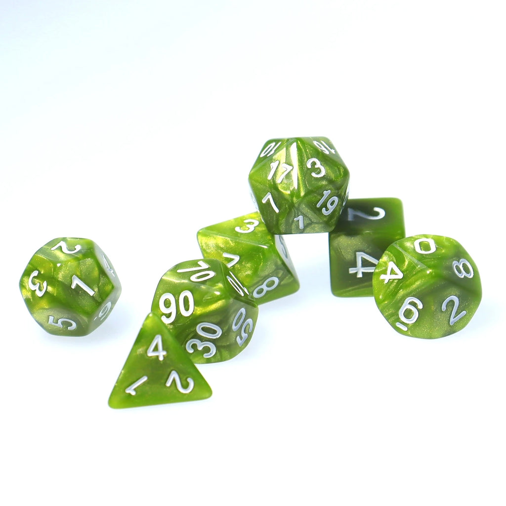 Green Polyhedral Dice Set D4 D6 D8 D10 D12 D20