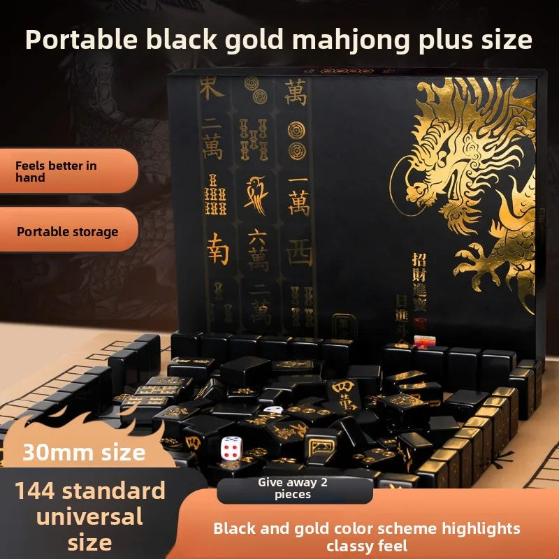 144 Piece Portable Mahjong Set Complete with 2 Dices & 4 Racks, Classic Tile Game for Home Travel Party Night Holiday Gift