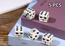 Load image into Gallery viewer, 1 Pcs 5 Pcs 16mm 6 Face Six Sided Skull Pattern Resin D6 Dot Dices Black White Point for DND TRPG RPG Table Board Game Halloween