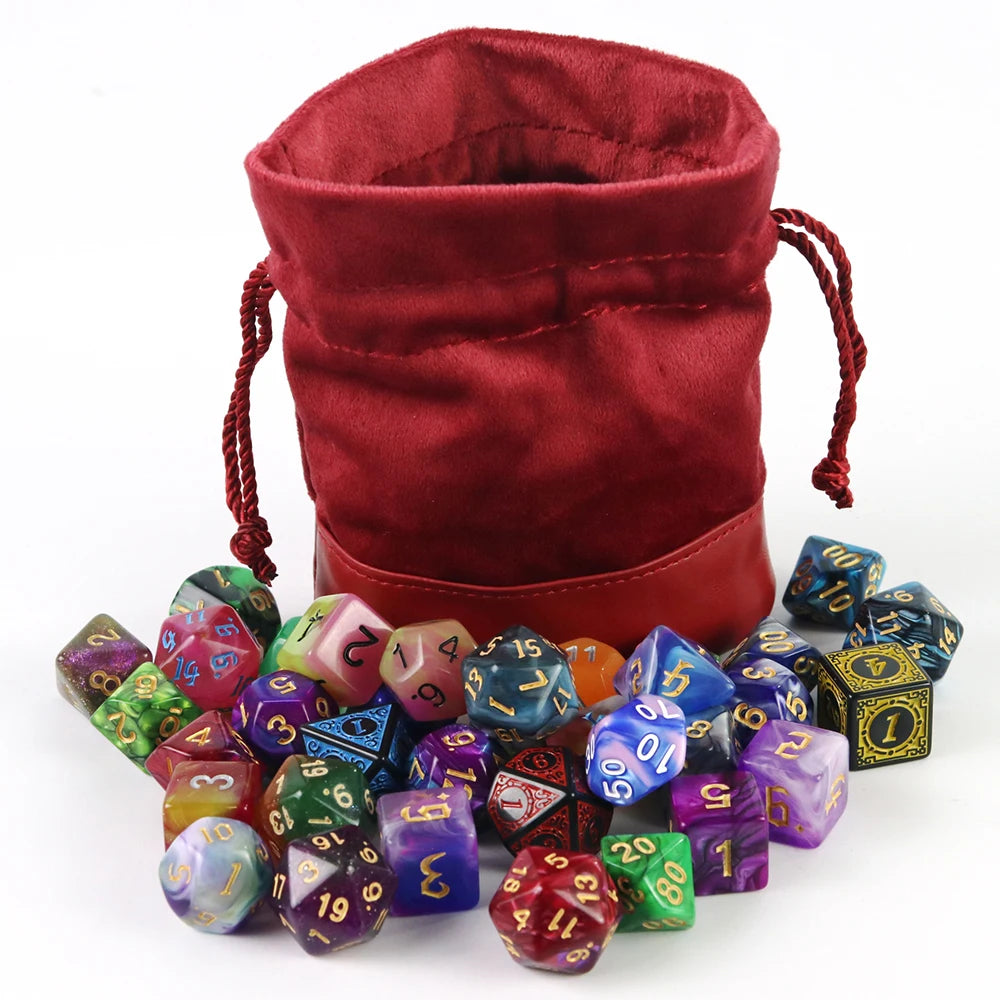 Red Dice Bag with PU Leather+Velvet Splicing