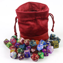 Load image into Gallery viewer, Red Dice Bag with PU Leather+Velvet Splicing Design Drawstring Pouch for RPG D&amp;D Dices, Coins and Board Game Accessories Storage