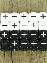 Load image into Gallery viewer, 10pcs Fate Dice White Black 16mm D6 Role Playing Game Fudge Dice for Tabletop Board Games
