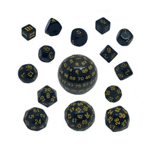 Load image into Gallery viewer, 15Pcs Polyhedral Dice Table Game Dice for DND RPG Dungeons and Dragons D3 D4 D5 D6 D7 D8 D10 D% D12 D16 D20 D24 D30 D60 D100