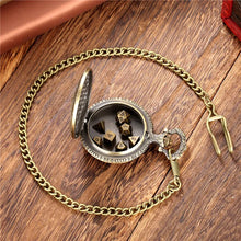 Load image into Gallery viewer, Mini DND Dice Set Steampunk Warlock Pocket Watch Shell Case 7pcs Polyhedral Metal D&amp;D Dice Set for Dungeons and Dragons dice box