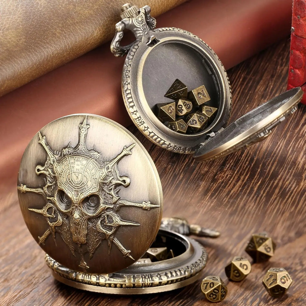Mini DND Dice Set Pocket Watch