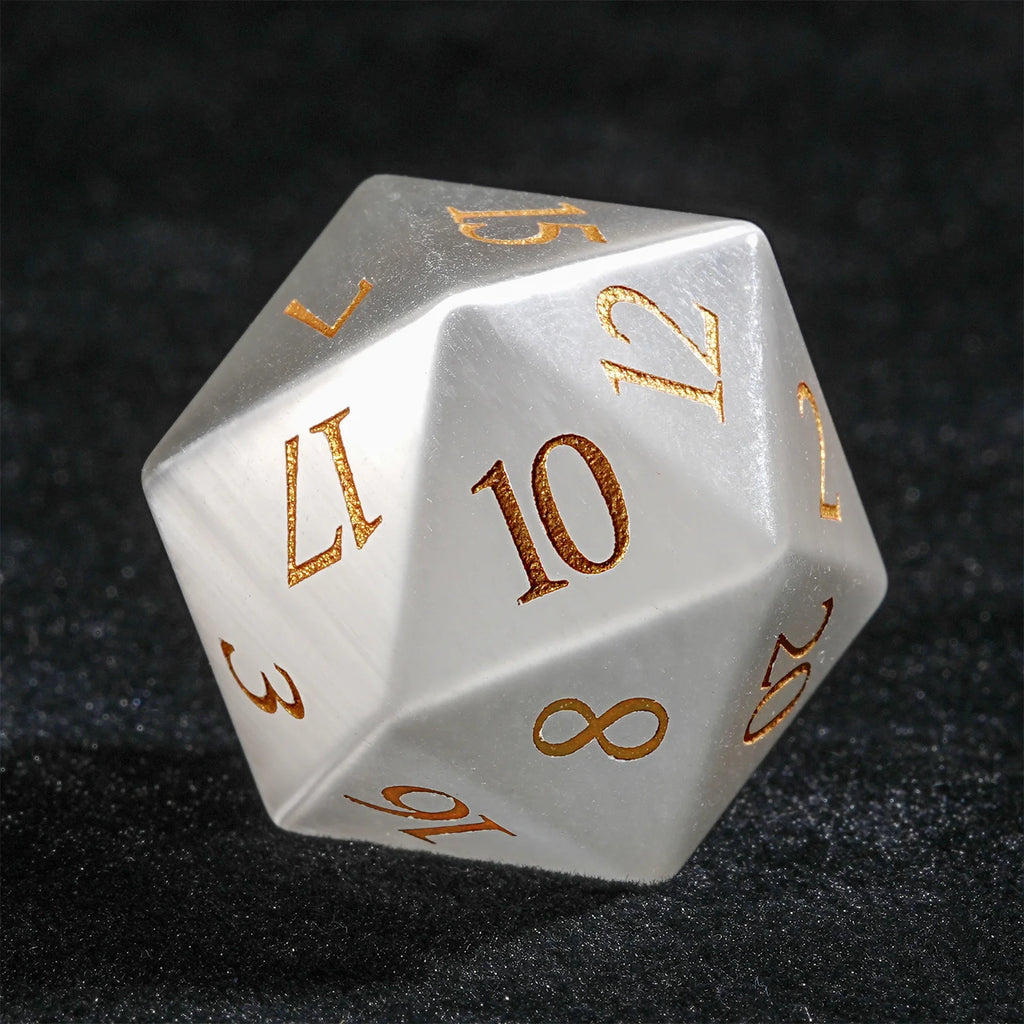 White Jade Gemstone Polyhedral Dice