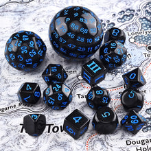 Load image into Gallery viewer, 15Pcs Polyhedral Dice Table Game Dice for DND RPG Dungeons and Dragons D3 D4 D5 D6 D7 D8 D10 D% D12 D16 D20 D24 D30 D60 D100