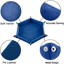 Load image into Gallery viewer, Dice Tray Hexagon  Rolling Holder Folding PU Leather  Trays For Dice Games Like RPG, DND And Other Table Games