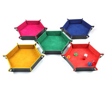 Load image into Gallery viewer, Dice Tray Hexagon  Rolling Holder Folding PU Leather  Trays For Dice Games Like RPG, DND And Other Table Games