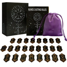 Load image into Gallery viewer, Divination Wood Runes With Storage Bag Meditation Divination Engraved Decorative Runes Western Divination Pagan Guide Book Set