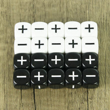 Load image into Gallery viewer, 10pcs Fate Dice White Black 16mm D6 Role Playing Game Fudge Dice for Tabletop Board Games