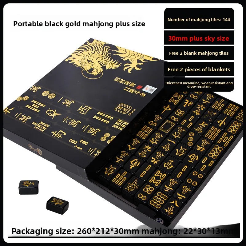 144 Piece Portable Mahjong Set Complete with 2 Dices & 4 Racks, Classic Tile Game for Home Travel Party Night Holiday Gift