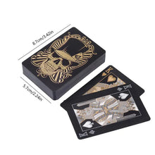 Load image into Gallery viewer, Black Playing Cards Deck Skull-Embossed PVC Poker Cards Flexible Foil Playing Cards Comes With Storage Box For Texas Holdem