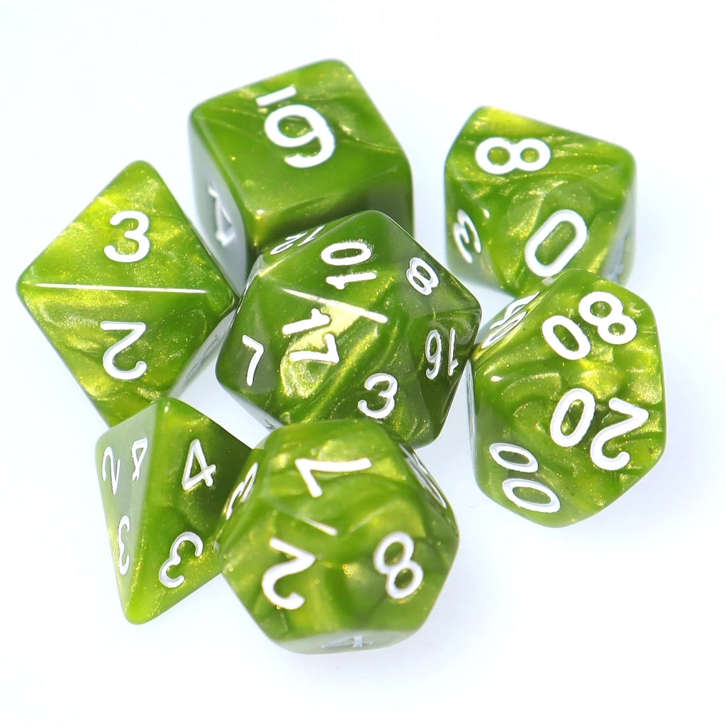 Green Polyhedral Dice Set D4 D6 D8 D10 D12 D20
