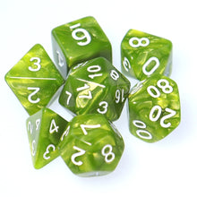 Load image into Gallery viewer, Green Polyhedron Game Dice Set Board Game D4 D6 D8 D10 D12 D20 (ATQ)