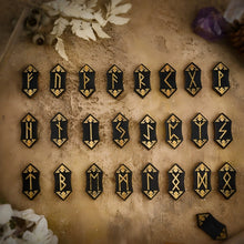 Load image into Gallery viewer, Divination Wood Runes With Storage Bag Meditation Divination Engraved Decorative Runes Western Divination Pagan Guide Book Set