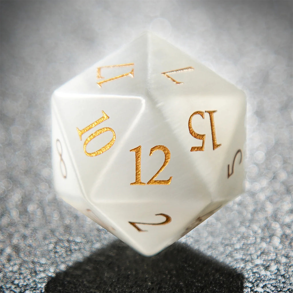White Jade Gemstone Polyhedral Dice