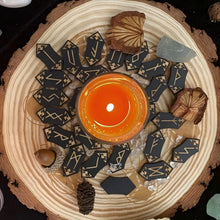 Load image into Gallery viewer, Divination Wood Runes With Storage Bag Meditation Divination Engraved Decorative Runes Western Divination Pagan Guide Book Set