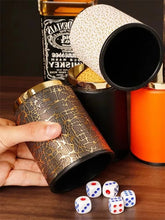 Load image into Gallery viewer, Dices Shake Container with 6 Dices Set Dices Cup Leathers Stable Sturdy Comfortable Hand Feeling Dices Shake Container