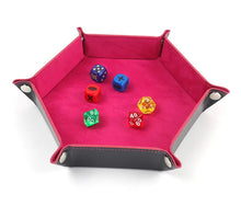 Load image into Gallery viewer, Dice Tray Hexagon  Rolling Holder Folding PU Leather  Trays For Dice Games Like RPG, DND And Other Table Games