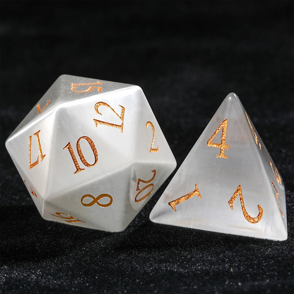 White Jade Gemstone Polyhedral Dice