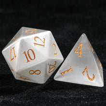 Load image into Gallery viewer, 7Pcs DND Dice White Jade Gemstone Dice Golden Word Dice Set Multi-sided Polyhedral Dice for D&amp;D Game COC Role Playing RPG Table