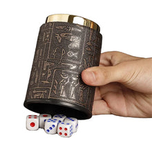 Load image into Gallery viewer, Dices Shake Container with 6 Dices Set Dices Cup Leathers Stable Sturdy Comfortable Hand Feeling Dices Shake Container