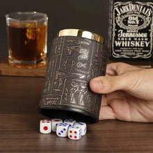 Load image into Gallery viewer, Dices Shake Container with 6 Dices Set Dices Cup Leathers Stable Sturdy Comfortable Hand Feeling Dices Shake Container