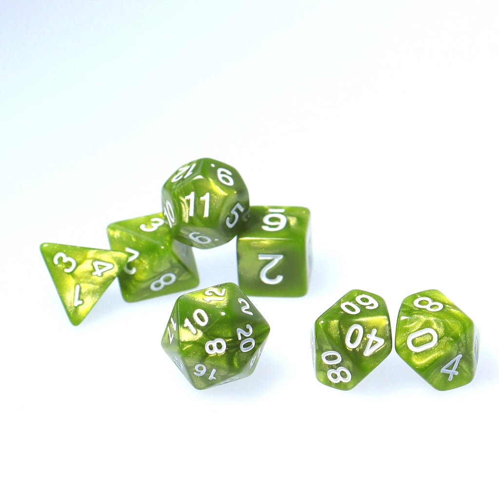 Green Polyhedral Dice Set D4 D6 D8 D10 D12 D20