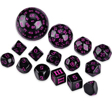 Load image into Gallery viewer, 15Pcs Polyhedral Dice Table Game Dice for DND RPG Dungeons and Dragons D3 D4 D5 D6 D7 D8 D10 D% D12 D16 D20 D24 D30 D60 D100