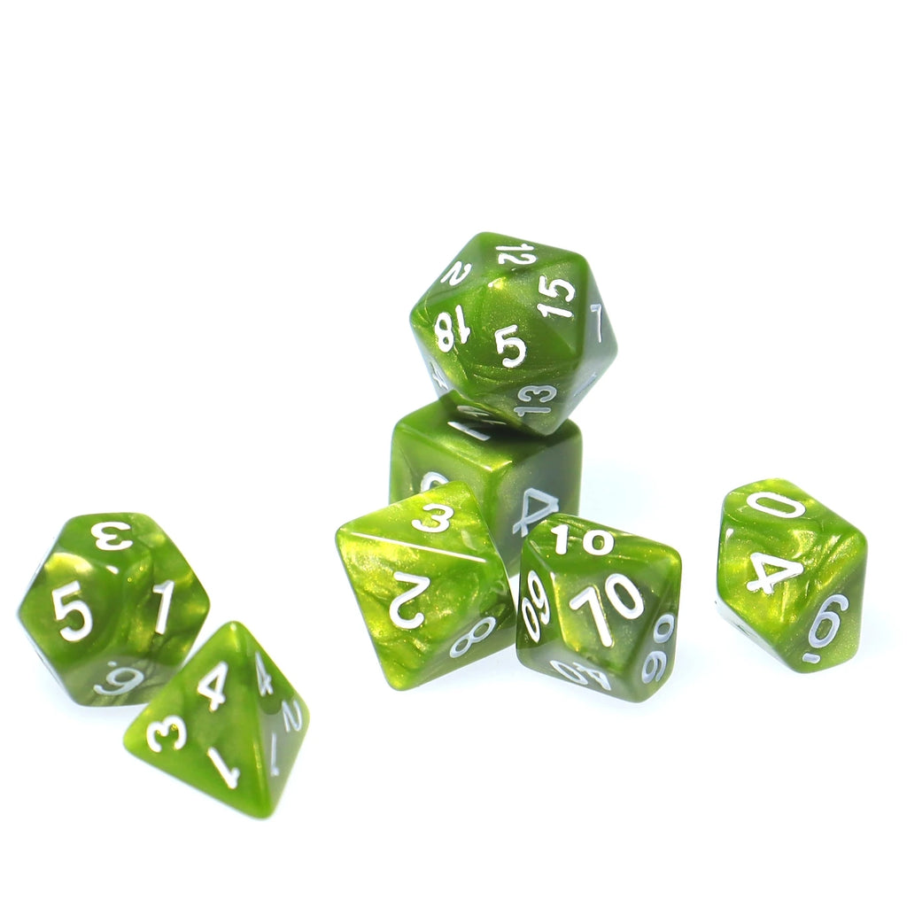 Green Polyhedral Dice Set D4 D6 D8 D10 D12 D20