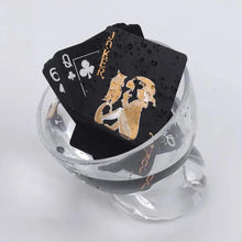Load image into Gallery viewer, Black Playing Cards Deck Skull-Embossed PVC Poker Cards Flexible Foil Playing Cards Comes With Storage Box For Texas Holdem