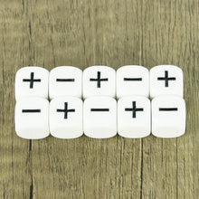 Load image into Gallery viewer, 10pcs Fate Dice White Black 16mm D6 Role Playing Game Fudge Dice for Tabletop Board Games