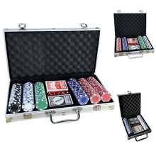 Load image into Gallery viewer, Poker Chip Set For Texas Holdem, Blackjack, Gambling With Carrying Case Cards Buttons And Dice Style Casino Chips