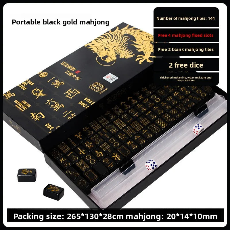 144 Piece Portable Mahjong Set Complete with 2 Dices & 4 Racks, Classic Tile Game for Home Travel Party Night Holiday Gift