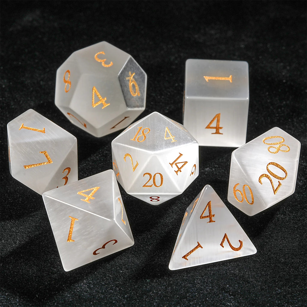 White Jade Gemstone Polyhedral Dice