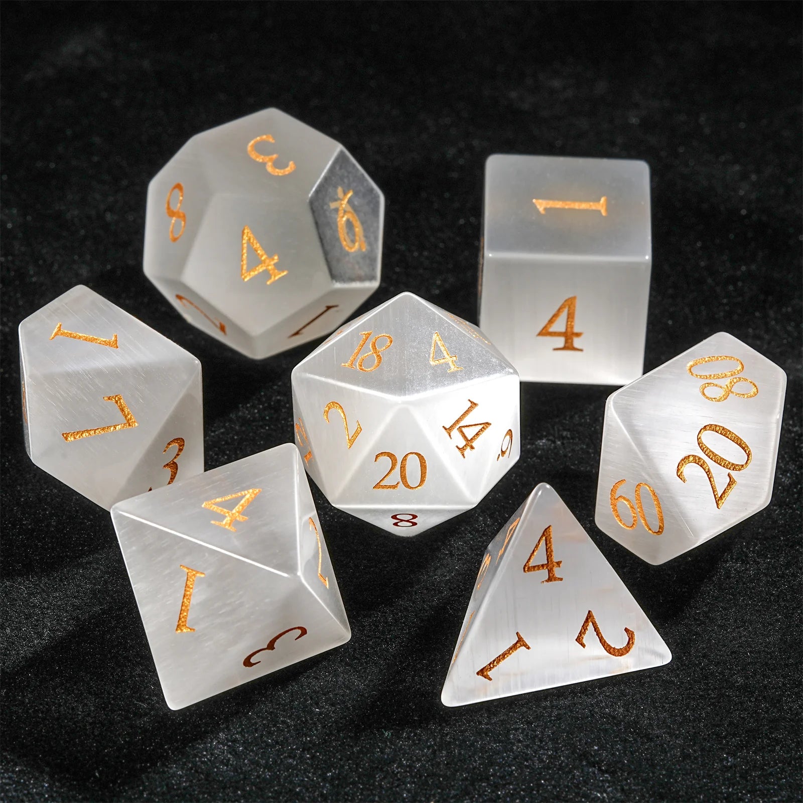 White Jade Gemstone Polyhedral Dice
