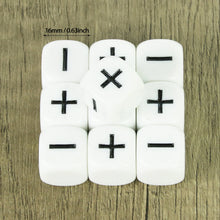 Load image into Gallery viewer, 10pcs Fate Dice White Black 16mm D6 Role Playing Game Fudge Dice for Tabletop Board Games