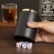 Load image into Gallery viewer, Dices Shake Container with 6 Dices Set Dices Cup Leathers Stable Sturdy Comfortable Hand Feeling Dices Shake Container