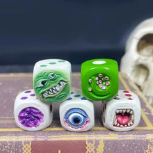 Load image into Gallery viewer, Resin Monster Face Dice Set Halloween Tabletop RPG Board Game Props for Dungeons &amp; Dragons TTRPG Dice Collection