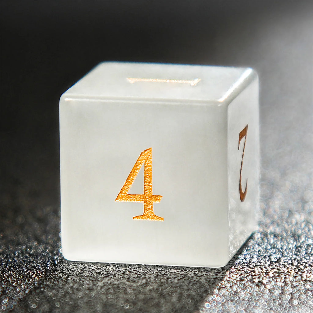 White Jade Gemstone Polyhedral Dice