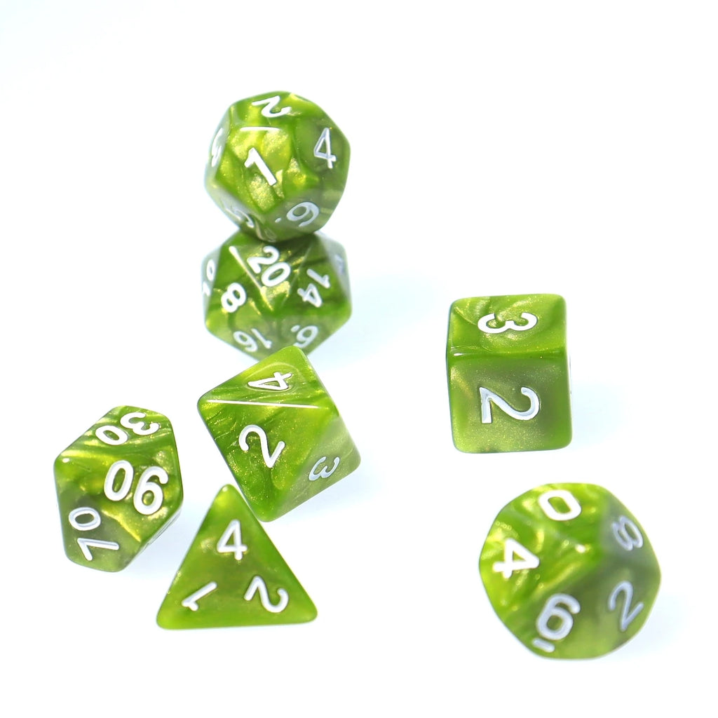 Green Polyhedral Dice Set D4 D6 D8 D10 D12 D20