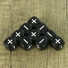 Load image into Gallery viewer, 10pcs Fate Dice White Black 16mm D6 Role Playing Game Fudge Dice for Tabletop Board Games